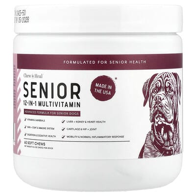 Мультивитамины для собак Senior 12-in-1, 60 мягких жевательных таблеток, 8.4 oz (240 g)