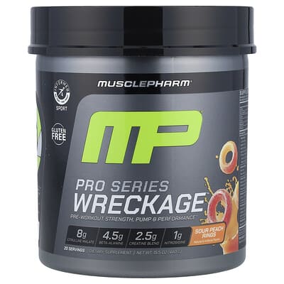 Pro Series Wreckage Pre-Workout, кислые персиковые кольца, 15.5 oz (440 g)