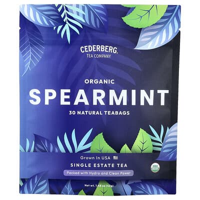 Single Estate Tea, органическая мята, без кофеина, 30 натуральных чайных пакетиков, 1.48 oz (42 g)