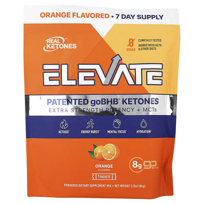 Real Ketones Elevate, Orange, 7 пакетиков, 0.43 oz (12.3 g) каждый