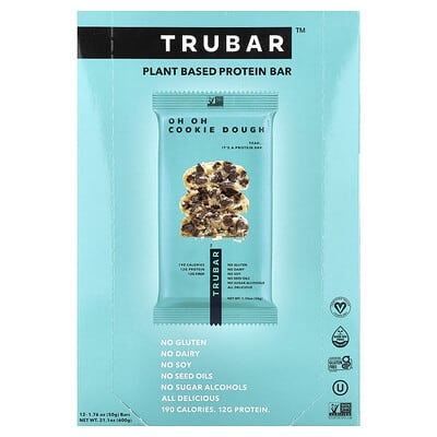 Протеиновый батончик Trubar Plant Based Protein, Oh Oh Cookie Dough, 12 шт, 1.76 oz (50 g) каждый