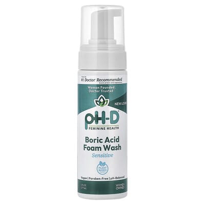 Boric Acid Foam Wash, Sensitive, 6 fl oz (177 ml)