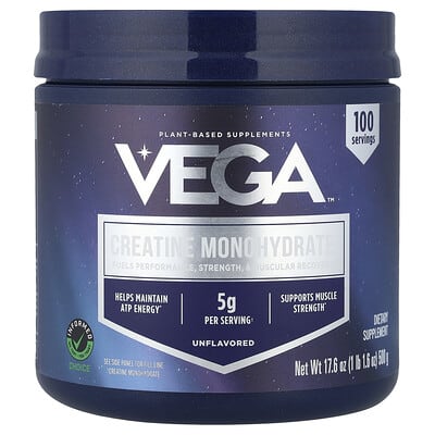 Креатин моногидрат Vega, без вкуса, 1 lb 1.6 oz