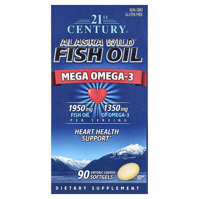 Alaska Wild® Fish Oil, Mega Omega 3, 90 Enteric Coated Softgels