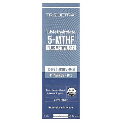Витаминный комплекс Triquetra Health L-Methylfolate 5-MTHF Plus Methyl B12 Berry, 1 fl oz