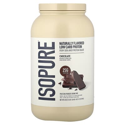 Isopure протеиновый порошок, шоколад, 3 lb (1.36 kg), с низким содержанием углеводов
