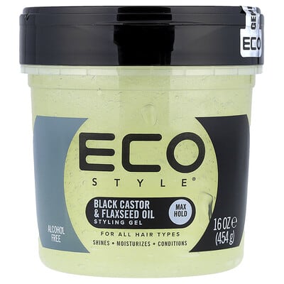 Eco Style гель для укладки Max Hold для всех типов волос, Black Castor & Flaxseed Oil, 16 oz (454 g)