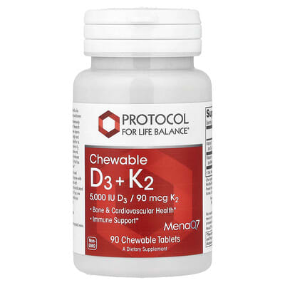 Жевательные таблетки Protocol for Life Balance D3 + K2, 90 шт.