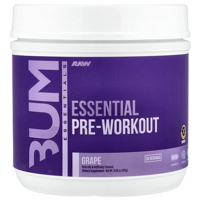Raw Nutrition Bum Essentials предтренировочный комплекс, Grape, 423 g