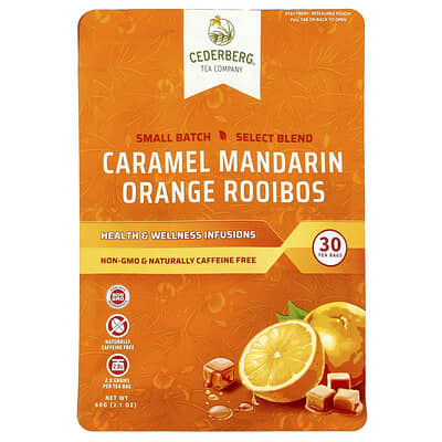 Caramel Mandarin Orange Rooibos, Caffeine Free, 30 Tea Bags, 2.1 oz (60 g)