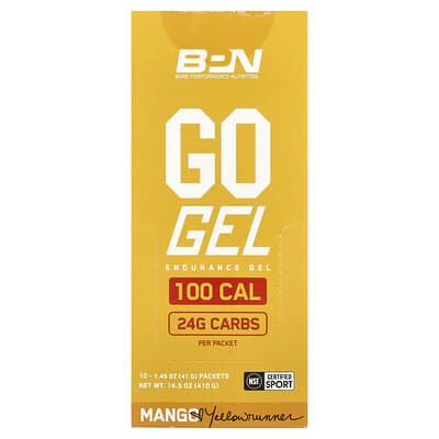 Go Gel, Endurance Gel, Mango, 10 Packets, 1.45 oz (41 g) Each