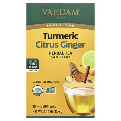 Infusions, Herbal Tea, Turmeric Citrus Ginger, Caffeine Free, 18 Infusion Bags, 1.14 oz (32.4 g)
