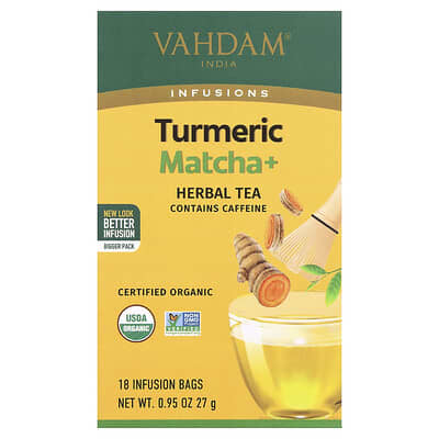 Infusions, Herbal Tea, Turmeric Matcha+, 18 Infusion Bags, 0.95 oz (27 g)