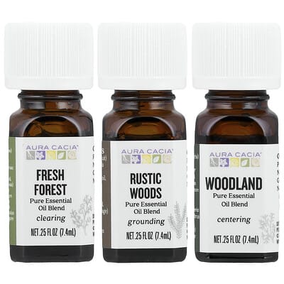 Набор эфирных масел Aura Cacia A Walk In The Woods, 3 флакона по 0.25 fl oz (7.4 ml)
