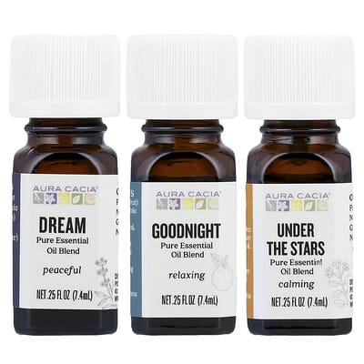 Bedtime Kit, Pure Essential Oil Blends, 3 Bottles, 0.25 fl oz (7.4 ml) Each
