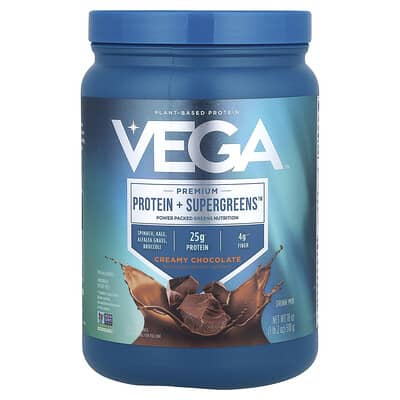 Протеин Vega Premium, Protein + Supergreens™, Creamy Chocolate, 1 lb 2 oz (510 g)