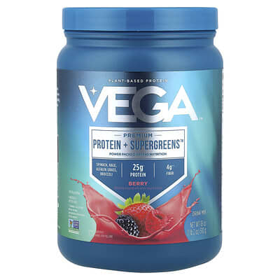 Протеин Premium, Protein + Supergreens™, Mixed Berry, 1 lb 2 oz (510 g)