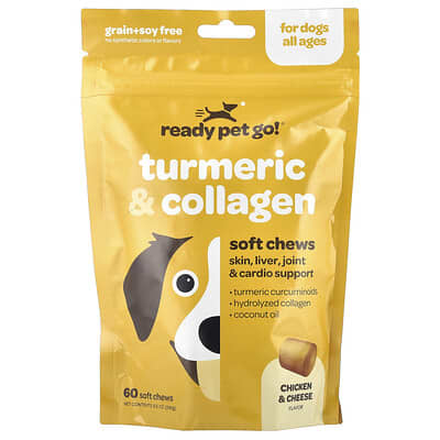 Turmeric & Collagen, For Dogs, All Ages, Chicken & Cheese, 60 Soft Chews, 8.5 oz (240 g)