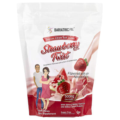 Мягкие жевательные конфеты Calcium Citrate Strawberry Twist, 90 шт