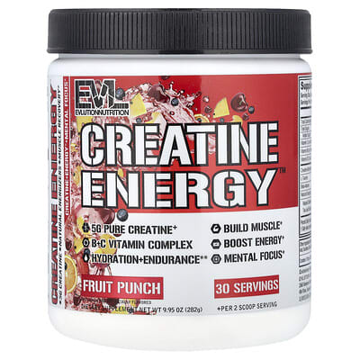 Предтренировочный комплекс Creatine Energy™, Fruit Punch, 9.95 oz (282 g)