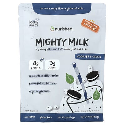 Kids, Mighty Milk, Cookies and Cream, 10.7 oz (303 g)