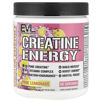 Креатин EVLution Nutrition Creatine Energy™, Pink Lemonade, 9 oz (225 g)