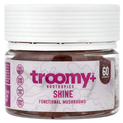 Shine, Functional Mushrooms Gummies, White Peach Pomegranate, 60 Gummies
