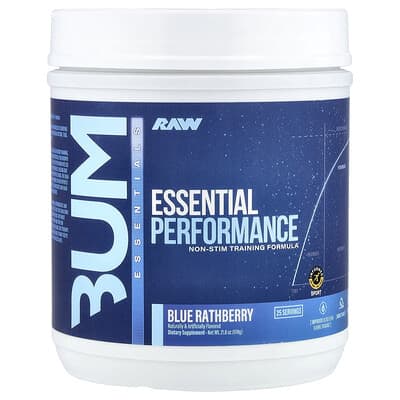 Предтренировочная формула Raw Nutrition Bum Essentials, Blue Rathberry, 21.8 oz (618 g)