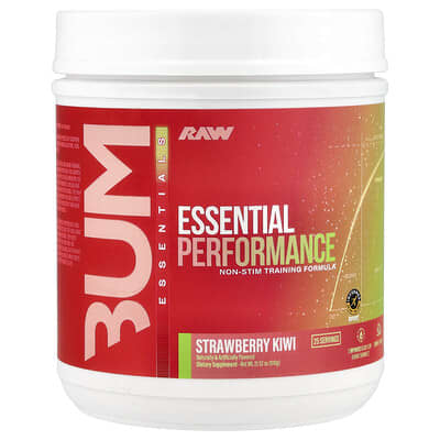 Спортивная добавка Raw Nutrition Essential Performance, Non-Stim Training Formula, Strawberry Kiwi, 21.52 oz (610 g)