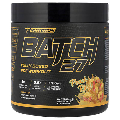 TC Nutrition Batch 27 предтренировочный комплекс, Peach Rings, 13.4 oz (380 g)