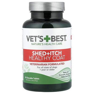 Shed + Itch Healthy Coat, For Dogs, All Sizes, 1 Year+, 50 Chewable Tablets, 2.64 oz (75 g)