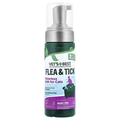 Flea & Tick Waterless Bath For Cats, Cotton Spice, 5 fl oz (147 ml)