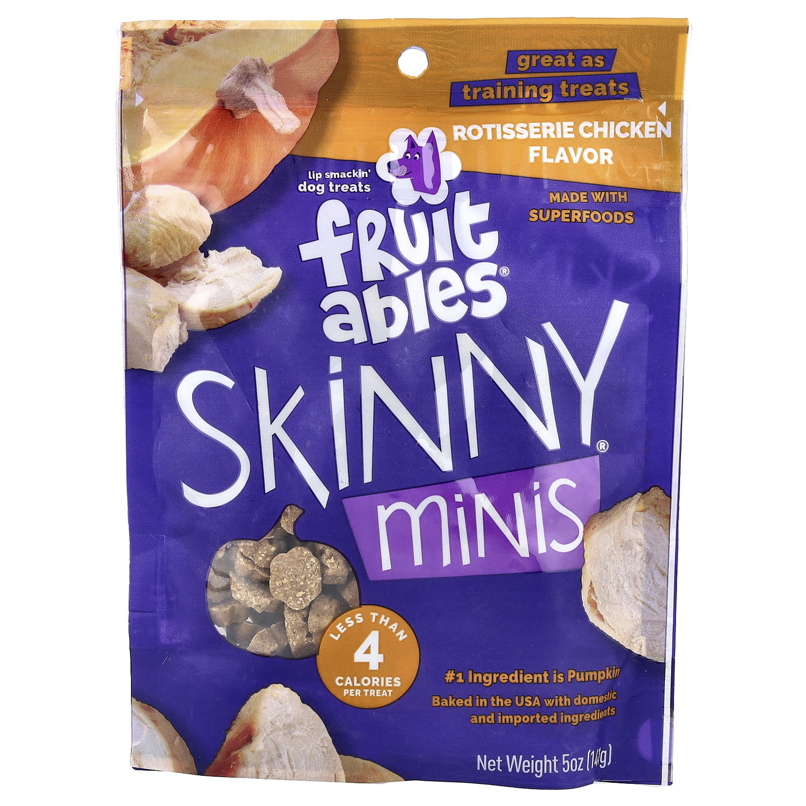 Fruitables Skinny Minis® Лакомства для собак, Rotisserie Chicken, 5 oz (141 g)