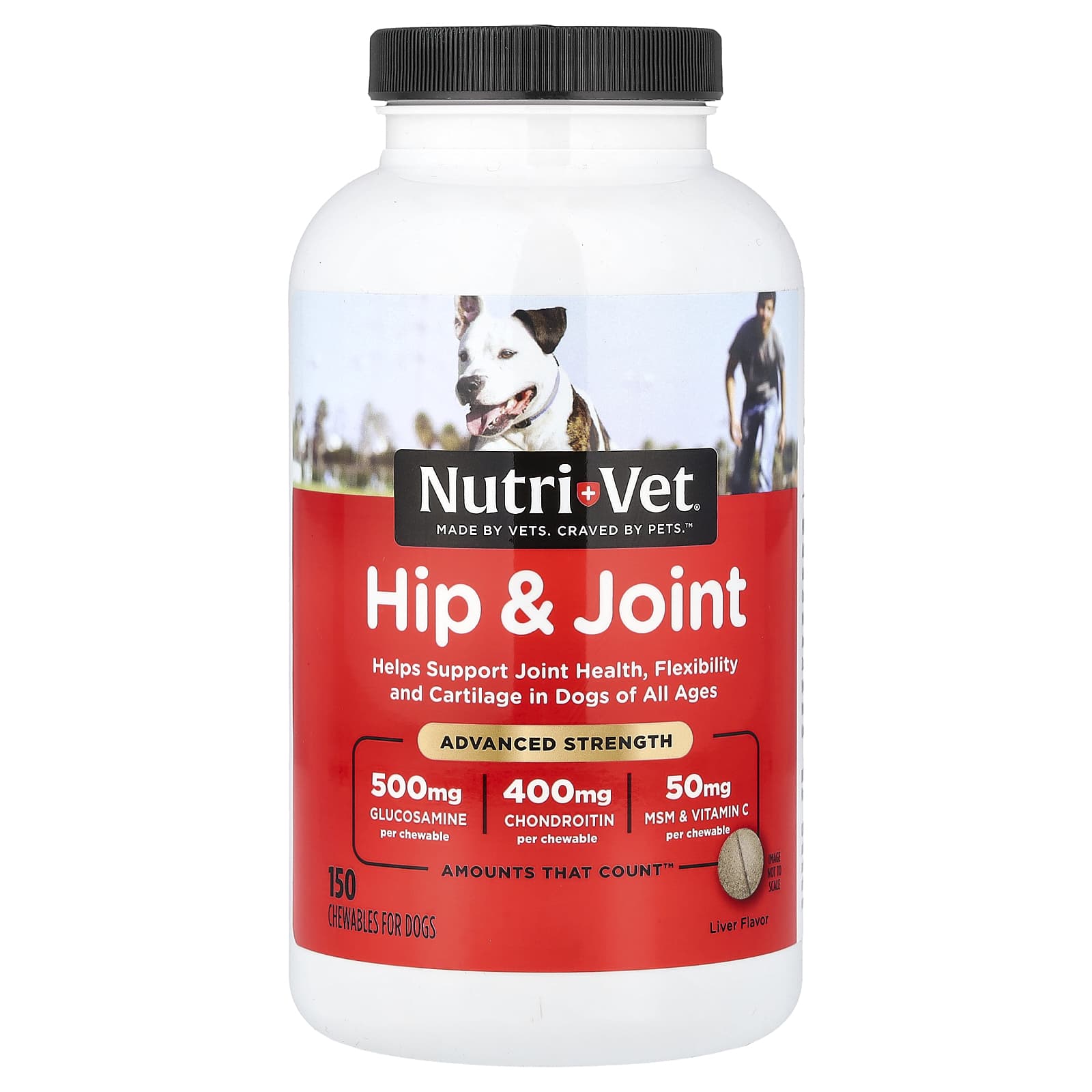 Nutri-Vet Hip & Joint Advanced Strength для собак, все возрасты, печень, 150 жевательных таблеток