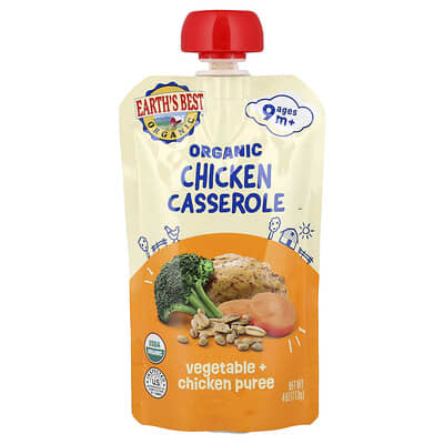 Organic Vegetable + Chicken Puree, 9+ Months, Chicken Casserole, 4 oz (113 g)