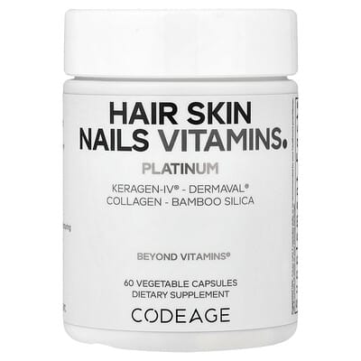 Hair Skin Nails Vitamins, Platinum, 60 Vegetable Capsules