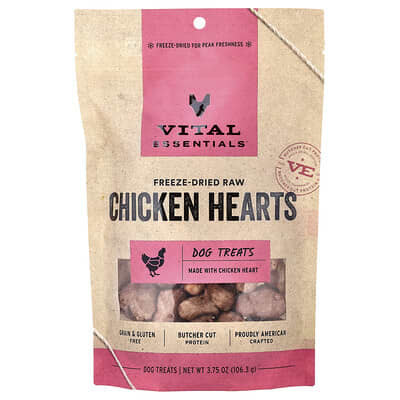 Freeze-Dried Raw Dog Treats, Chicken Hearts, 3.75 oz (106.3 g)