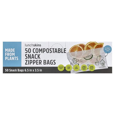 Compostable Snack Zipper Bags, 50 Bags