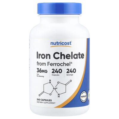 Iron Chelate From Ferrochel®, 36 mg, 240 Capsules