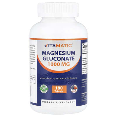 Vitamatic Магния глюконат 1,000 mg, 180 таблеток