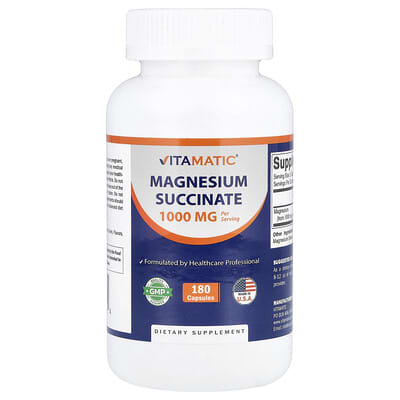 Magnesium Succinate, 180 Capsules (500 mg per Capsule)