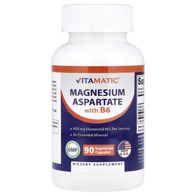 Vitamatic Аспартат магния с B6, 90 вегетарианских капсул
