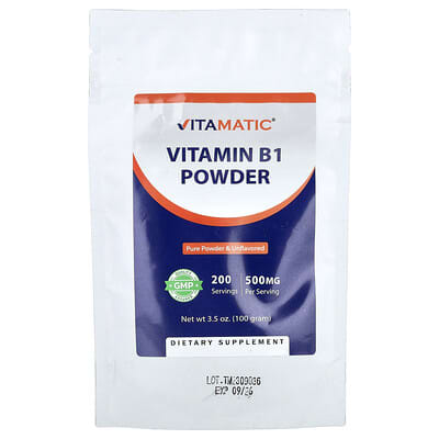 Порошок витамина B1, без вкуса, 3.5 oz (100 g)