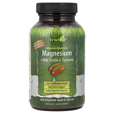 Магний + Молочный чертополох и куркума Advanced Absorption, 60 жидких мягких капсул