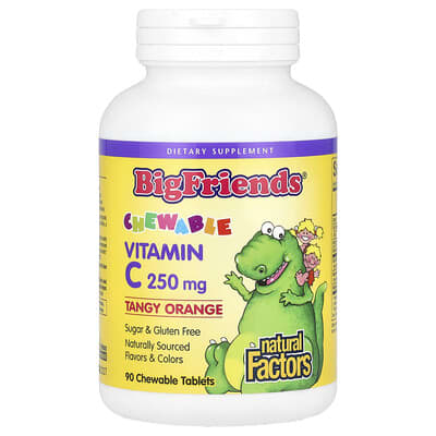 Big Friends®, Chewable Vitamin C, Tangy Orange, 250 mg, 90 Chewable Tablets