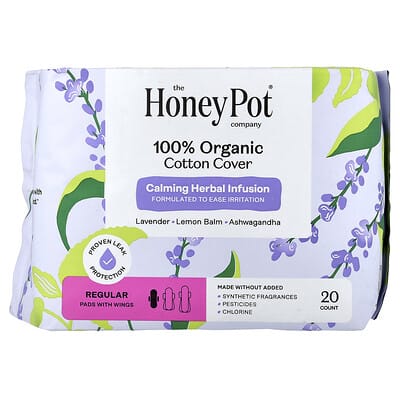 Organic Calming Herbal Infusion, Pads with Wings, Regular, 20 Count