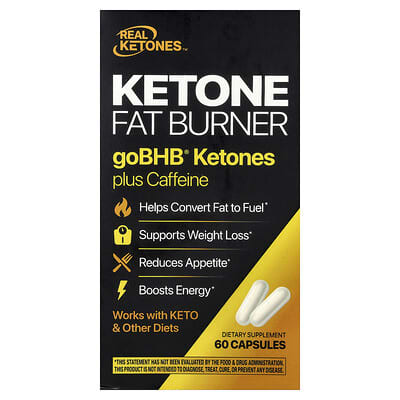 Жиросжигатель Ketone Fat Burner, goBHB® Ketones Plus Caffeine, 60 капсул
