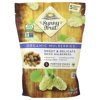 Органическая сушеная шелковица Sunny Fruit, 5 упаковок по 1.06 oz (30 g)