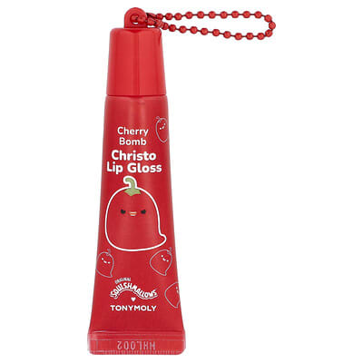 Original Squishmallows™, Christo Key Chain Lip Gloss, Cherry Bomb, 0.38 oz (11 g)