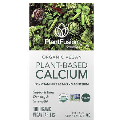 Organic Vegan Plant-Based Calcium, 180 Organic Vegan Tablets